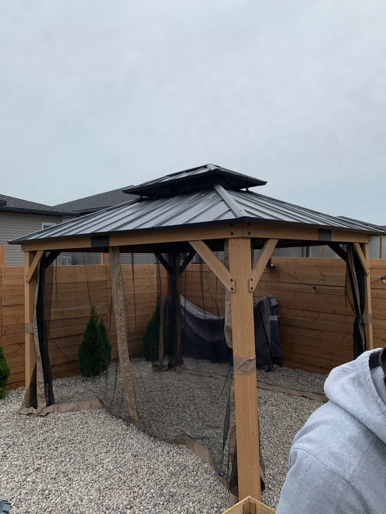 Wooden Gazebo with Netting