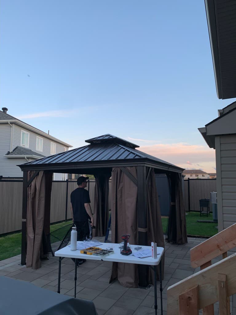 Metal Gazebo with Privacy Curtains